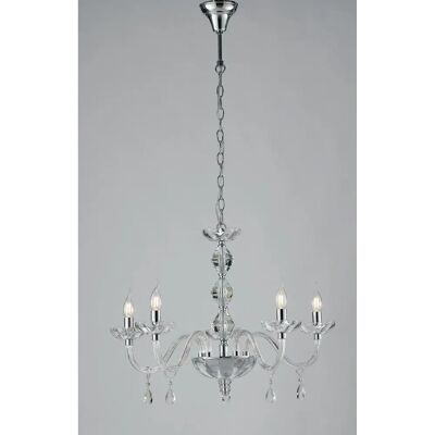 Fan Europe RIFLESSO 5 Light Chrome Crystal Chandelier - Lighting Fan Europe RIFLESSO 5 Light Chrome Crystal Chandelier - Lighting