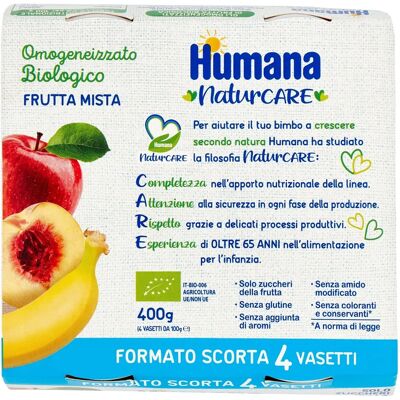 Purea di Frutta Biologica Humana - Mela, Pesca, Banana, Arancia - Alimenti per Bambini Purea di Frutta Biologica Humana - Mela, Pesca, Banana, Arancia - Alimenti per Bambini