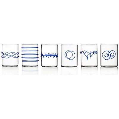 Set di 6 bicchieri acqua Decò blu Ichendorf Milano Set di 6 bicchieri acqua Decò blu Ichendorf Milano