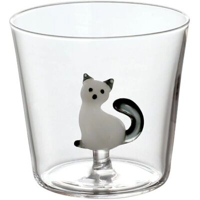 Ichendorf Tumbler Chat Blanc et Gris - Fait main Ichendorf Tumbler Chat Blanc et Gris - Fait main