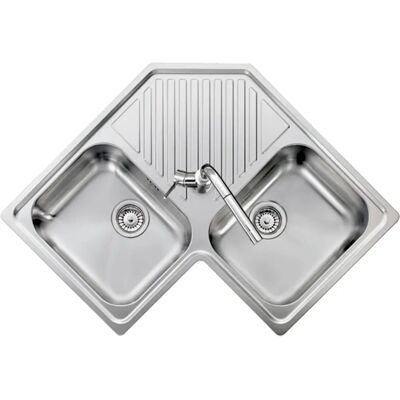 Évier d'angle en inox Plados Telma - 83x50cm - 2 vasques & Gouttière centrale - Publicité Évier d'angle en inox Plados Telma - 83x50cm - 2 vasques & Gouttière centrale - Publicité