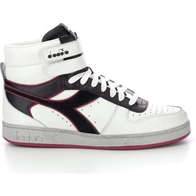 Diadora Blanco/Rojo Media Canasta Icono de Cuero - Calzado Diadora Blanco/Rojo Media Canasta Icono de Cuero - Calzado