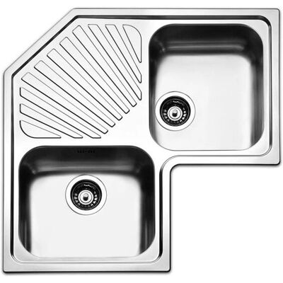 Lavello angolare in acciaio inox Apell Roma - 2 ciotole 83x83cm Lavello angolare in acciaio inox Apell Roma - 2 ciotole 83x83cm