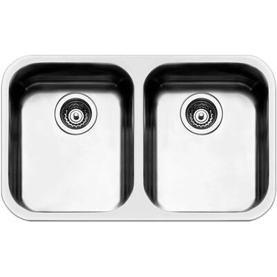 Lavello da cucina Apell FE4040UBC in acciaio inox - Rettangolare, Sottopiano, 2 vasche Lavello da cucina Apell FE4040UBC in acciaio inox - Rettangolare, Sottopiano, 2 vasche