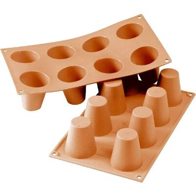 Silikomart Silikonform - 8 Vertiefungen - Große Babà - 55x60 mm - Profi/Heim Silikomart Silikonform - 8 Vertiefungen - Große Babà - 55x60 mm - Profi/Heim