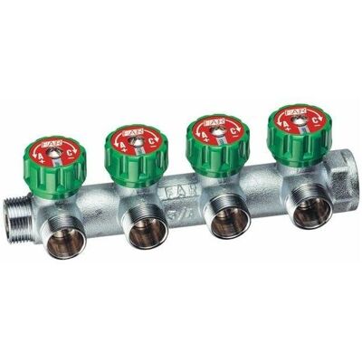 FAR Rubinetterie Modelo 3856 Manifold de 4 vías cromado para sistemas de calefacción y agua - Tipo de producto FAR Rubinetterie Modelo 3856 Manifold de 4 vías cromado para sistemas de calefacción y agua - Tipo de producto