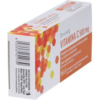 Sella Tonorex Vitamina C 500mg - Supporto immunitario - 20 Compresse Sella Tonorex Vitamina C 500mg - Supporto immunitario - 20 Compresse