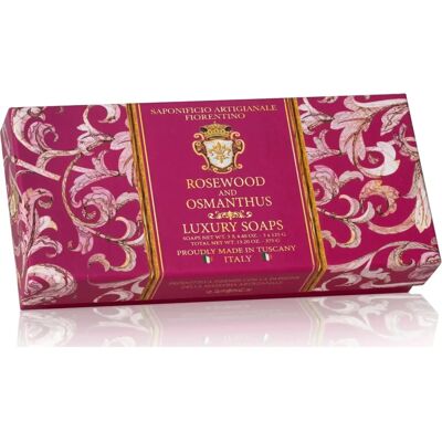 Ensemble de savons Saponificio Artigianale Fiorentino Rosewood et Osmanthus - Publicité Ensemble de savons Saponificio Artigianale Fiorentino Rosewood et Osmanthus - Publicité
