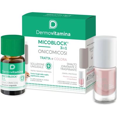 Dermovitamina Micoblock 3 in 1 Tratta e Colora - Soluzione ungueale e smalto idratante e traspirante Dermovitamina Micoblock 3 in 1 Tratta e Colora - Soluzione ungueale e smalto idratante e traspirante