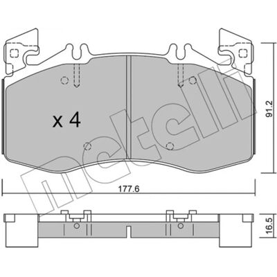 METELLI 22-1270-0 Set di pastiglie freno - Mercedes-Benz, Preparate per indicatore di usura METELLI 22-1270-0 Set di pastiglie freno - Mercedes-Benz, Preparate per indicatore di usura
