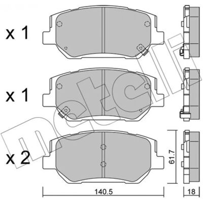 METELLI 22-1297-0 Σετ τακακιών φρένων Hyundai Santa Fé IV με δείκτη φθοράς METELLI 22-1297-0 Σετ τακακιών φρένων Hyundai Santa Fé IV με δείκτη φθοράς