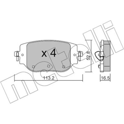 METELLI 22-1346-0 Conjunto de pastilhas de freio com contato de aviso de desgaste METELLI 22-1346-0 Conjunto de pastilhas de freio com contato de aviso de desgaste