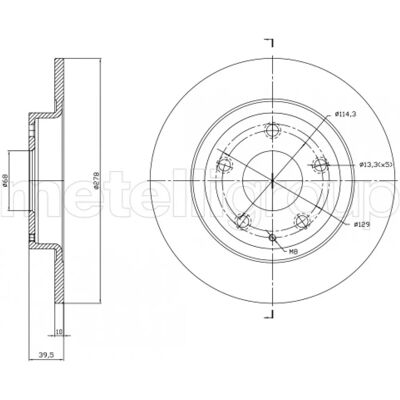 METELLI Mazda 6 Bremsscheiben - 278mm, 10mm Dick - Packung mit 2 METELLI Mazda 6 Bremsscheiben - 278mm, 10mm Dick - Packung mit 2