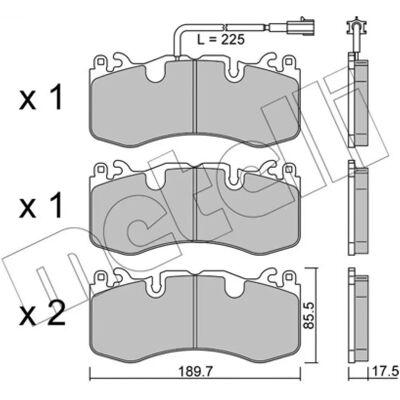 METELLI 22-1202-0 Bremsbelagsset - Verschleißkontakt - OEM MASERATI METELLI 22-1202-0 Bremsbelagsset - Verschleißkontakt - OEM MASERATI