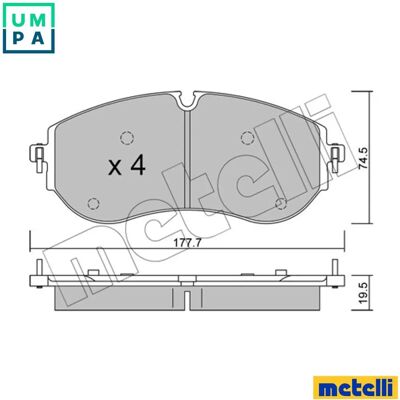 METELLI 22-1262-0 Σετ δαγκανών φρένων - Δείκτης φθοράς METELLI 22-1262-0 Σετ δαγκανών φρένων - Δείκτης φθοράς