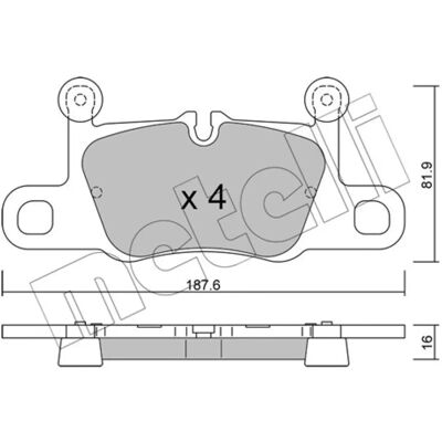 Set pastiglie freno METELLI 22-1258-0 - Preparato per indicatore di usura - Porsche Set pastiglie freno METELLI 22-1258-0 - Preparato per indicatore di usura - Porsche