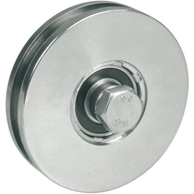 Rueda con ranura redonda IBFM 100mm - Guía para cable con tornillo y tuerca Rueda con ranura redonda IBFM 100mm - Guía para cable con tornillo y tuerca