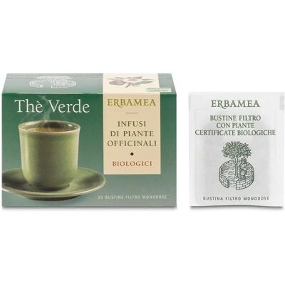 Tè Verde Biologico Erbamea - 20 Bustine Filtri - Gusto Delicato Tè Verde Biologico Erbamea - 20 Bustine Filtri - Gusto Delicato
