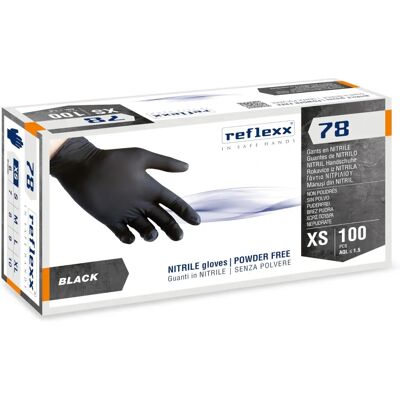 REFLEXX - Nitrile Black 78g - Nero - XS - Guanti nitrile REFLEXX - Nitrile Black 78g - Nero - XS - Guanti nitrile