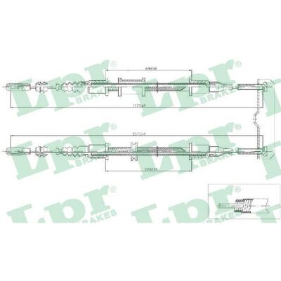 Opel C0571B Bageste håndbremsekabel - Til Astra skivebremser Opel C0571B Bageste håndbremsekabel - Til Astra skivebremser