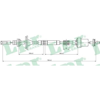 Rover C0213C Kupplungsseil - 735mm/480mm Rover C0213C Kupplungsseil - 735mm/480mm