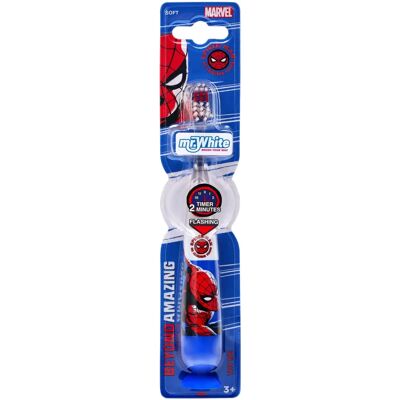 Miękka i migająca szczoteczka do zębów Spiderman dla dzieci - Na baterie Miękka i migająca szczoteczka do zębów Spiderman dla dzieci - Na baterie