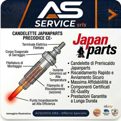 JAPANPARTS CE-K02 USA Spia di preriscaldo - Diametro 3,5mm - Lunghezza 154mm - 11V JAPANPARTS CE-K02 USA Spia di preriscaldo - Diametro 3,5mm - Lunghezza 154mm - 11V