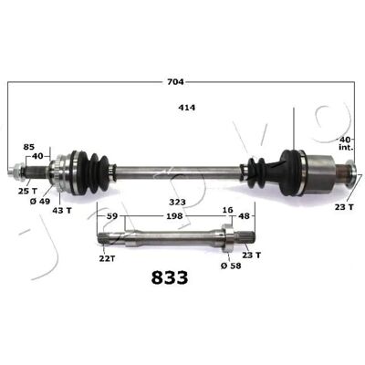 Japko 62833 Albero di trasmissione - Pezzo auto Japko 62833 Albero di trasmissione - Pezzo auto
