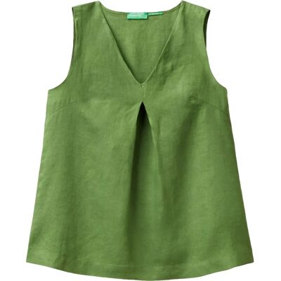 Benetton Modell XXS Militärgrön Linneärmellos Blus - Kvinna Benetton Modell XXS Militärgrön Linneärmellos Blus - Kvinna
