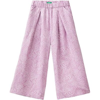 Pantalon ample en mélange lin et motif feuille abstrait pour enfants Benetton - Pantalons Pantalon ample en mélange lin et motif feuille abstrait pour enfants Benetton - Pantalons