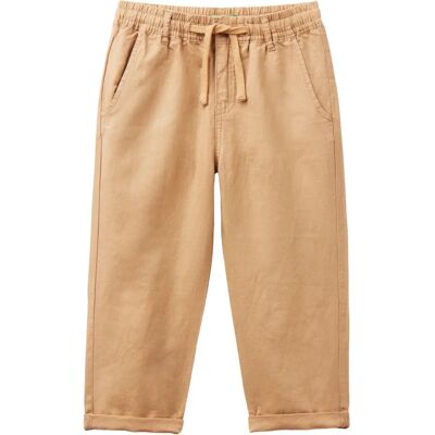 Pantaloni bambini Benetton in misto lino Camel Pantaloni bambini Benetton in misto lino Camel
