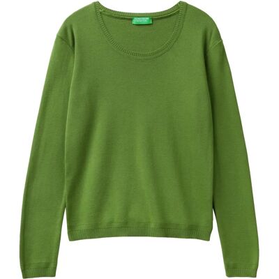 Benetton Model Crew Neck Sweater - Long Sleeve, Cotton, Versatile Benetton Model Crew Neck Sweater - Long Sleeve, Cotton, Versatile