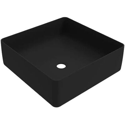 Ercos - Lavabo cuadrado negro mate de cerámica - Fregadero de baño Ercos - Lavabo cuadrado negro mate de cerámica - Fregadero de baño