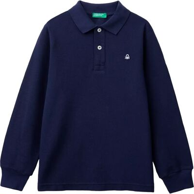Benetton M Dunkelblau Bio-Baumwolle Poloshirt - Poloshirt Benetton M Dunkelblau Bio-Baumwolle Poloshirt - Poloshirt