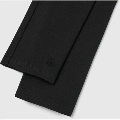 Benetton Leggings - Kinder - Stretch Baumwolle - Logo - Schwarz Benetton Leggings - Kinder - Stretch Baumwolle - Logo - Schwarz