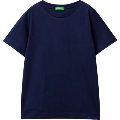 Benetton S Dark Blue Organic Cotton T-shirt - T-shirt Benetton S Dark Blue Organic Cotton T-shirt - T-shirt
