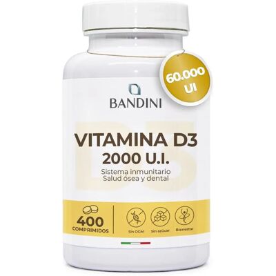 Bandini - D3 2000IU - 400 tabs - Vitamin supplement - Publicité Bandini - D3 2000IU - 400 tabs - Vitamin supplement - Publicité