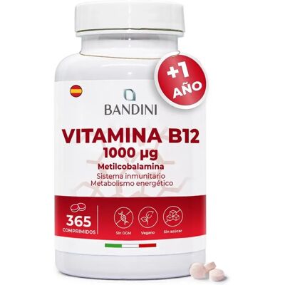 Bandini - Vitamine B12 Vegan 1000µg - 365 Comprimés - Vitamin supplement - Publicité Bandini - Vitamine B12 Vegan 1000µg - 365 Comprimés - Vitamin supplement - Publicité