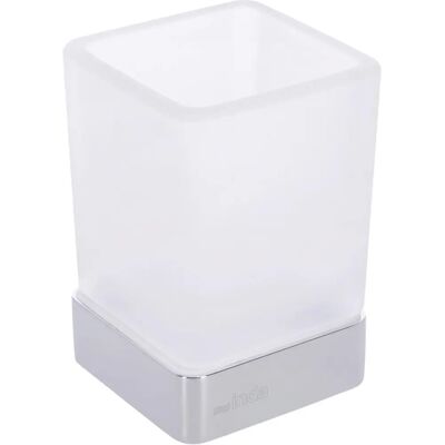 INDA Lea Wandmontierter Becherhalter aus satiniertem Glas - Badezimmerzubehör INDA Lea Wandmontierter Becherhalter aus satiniertem Glas - Badezimmerzubehör