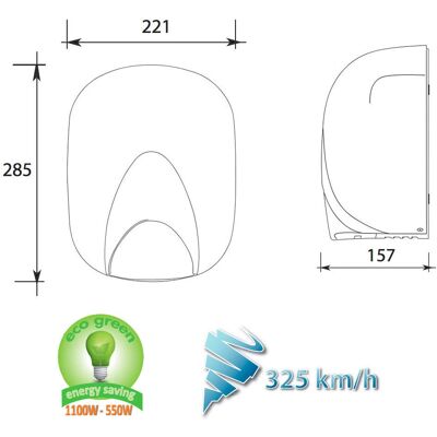 Vama LF 1100 Alluminio Cromato Asciugamani Elettrico - Asciugamani elettrico senza contatto Vama LF 1100 Alluminio Cromato Asciugamani Elettrico - Asciugamani elettrico senza contatto