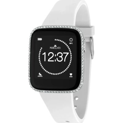 Montre intelligente blanche Morellato M-01 - Résistante à l'eau 3 ATM - Publicité Montre intelligente blanche Morellato M-01 - Résistante à l'eau 3 ATM - Publicité