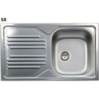 Fregadero empotrado de acero inoxidable - 1 seno - 86 cm - escurridor izquierdo Fregadero empotrado de acero inoxidable - 1 seno - 86 cm - escurridor izquierdo