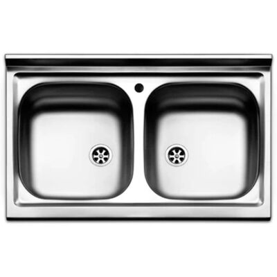 Fregadero Doble de Acero Inoxidable Iperbriko - 80cm Fregadero Doble de Acero Inoxidable Iperbriko - 80cm