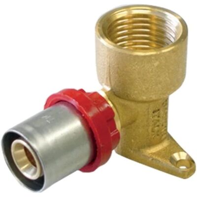 TIEMME Raccordo Curvo a Pressare in Ottone 20X2,0 - 1/2" Con Flangia - Raccordo per Tubi TIEMME Raccordo Curvo a Pressare in Ottone 20X2,0 - 1/2" Con Flangia - Raccordo per Tubi