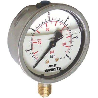 Manometro Watts Inox 63 a Glicerina - Pressione Manometro Watts Inox 63 a Glicerina - Pressione