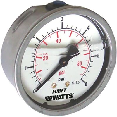 Manometro WATTS - Ari riempito - DN 63 - Acciaio inox - Industriale Manometro WATTS - Ari riempito - DN 63 - Acciaio inox - Industriale