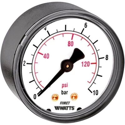 Manometro Watts - Attacco posteriore R1/4" DN 63 - Custodia in plastica industriale Manometro Watts - Attacco posteriore R1/4" DN 63 - Custodia in plastica industriale