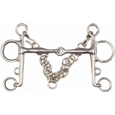 TATTINI Pferdezaumzeug - Gebrochener Pelham Edelstahlkette 12mm 135mm TATTINI Pferdezaumzeug - Gebrochener Pelham Edelstahlkette 12mm 135mm