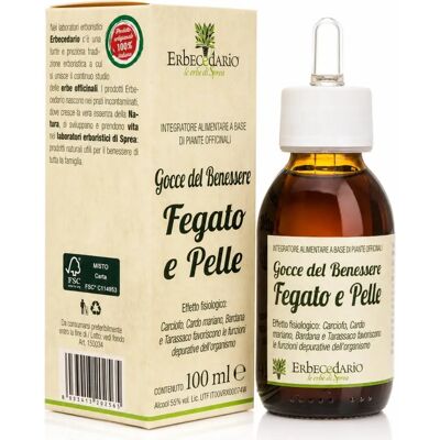 Erbecedario - Gocce del Benessere Fegato e Pelle - 100 ml - Integratore alimentare Erbecedario - Gocce del Benessere Fegato e Pelle - 100 ml - Integratore alimentare