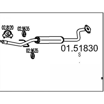 MTS 01.51830 - Silencioso intermediário para Toyota Yaris MTS 01.51830 - Silencioso intermediário para Toyota Yaris
